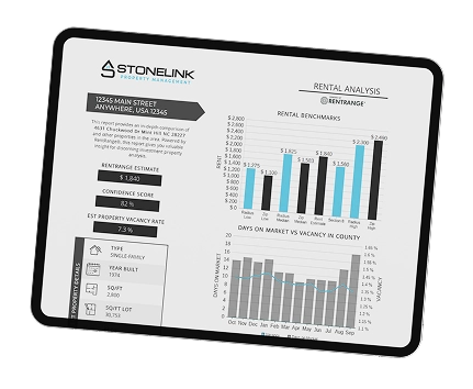 The Stonelink owner dashboard shown on an iPad